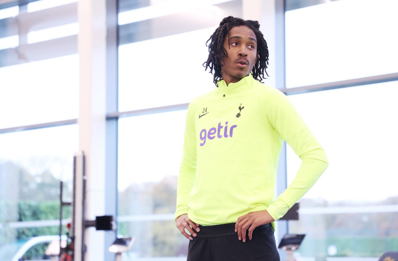 Djed Spence works out at the Tottenham Hotspur training ground