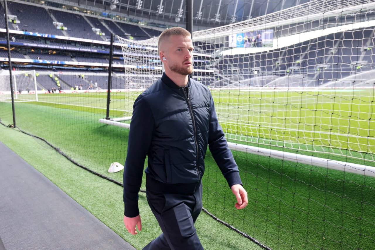 Eric Dier walks alongside the pitch at the Tottenham Hotspur Stadium