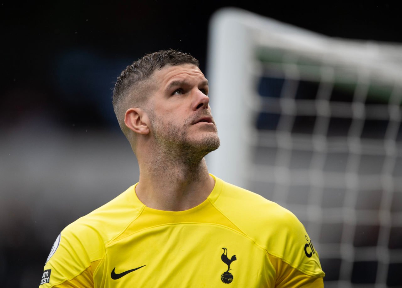 Fraser Forster looks upwards