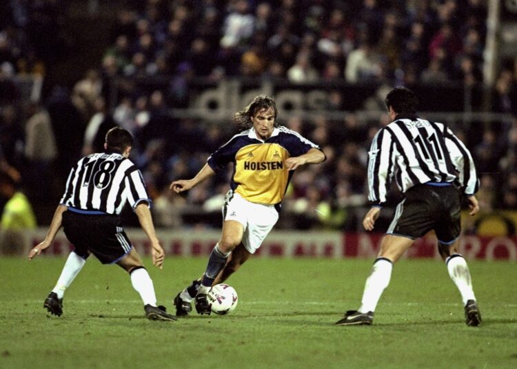 22 Dec 1999:  David Ginola of Tottenham Hotspur in action during the FA Cup 3rd Round Replay against Newcastle played at at St James Park in Newcas...
