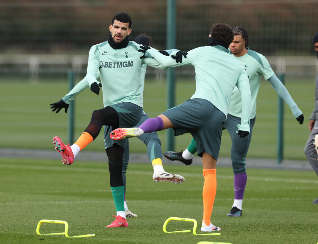 Tottenham Hotspur Training Session And Press Conference - UEFA Europa League 2024/25 Round of 16 Second Leg