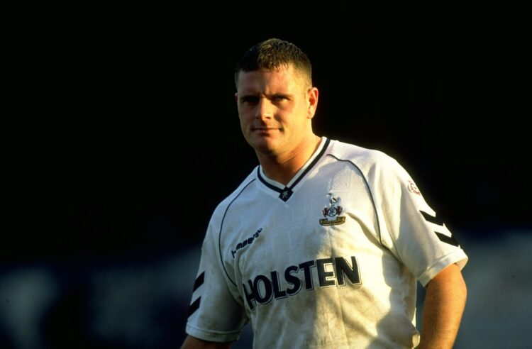 Feb 1991:  Portrait of Paul Gascoigne of Tottenham Hotspur during the FA Cup fifth round match against Portsmouth at Fratton Park in Portsmouth, En...