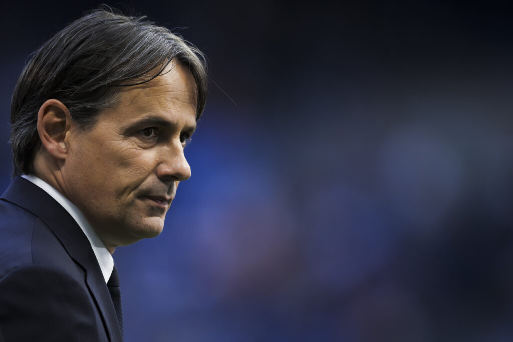 Simone Inzaghi, head coach of FC Internazionale, looks on