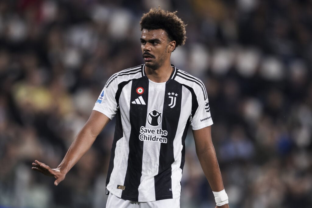 Renato Veiga of Juventus FC gestures during the Serie A