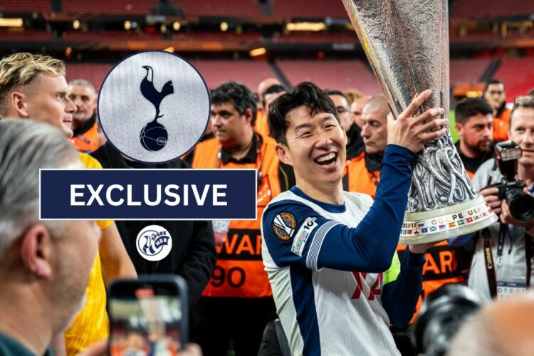 Heung-min Son celebrates with the Europa League trophy