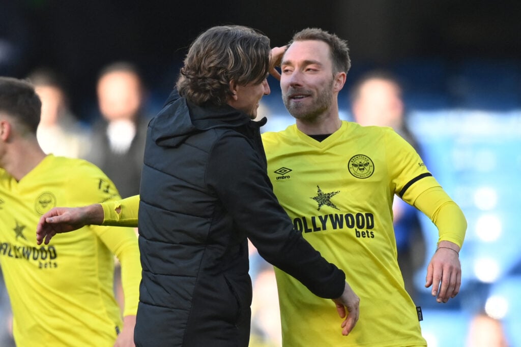 Tottenham boss Thomas Frank and Christian Eriksen