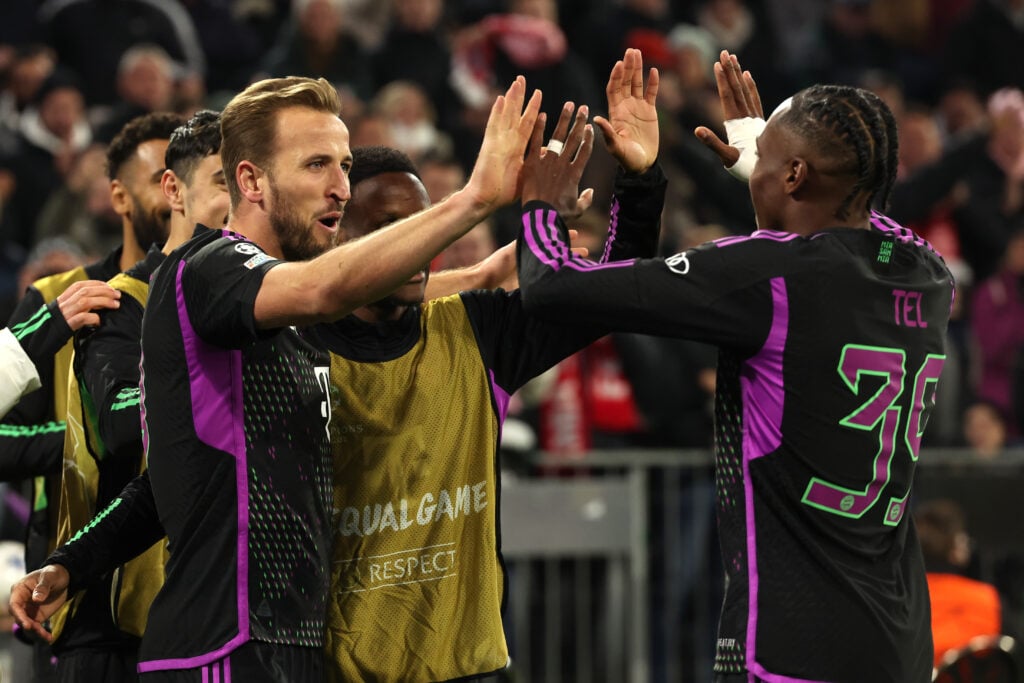 Tottenham's Mathys Tel with Harry Kane