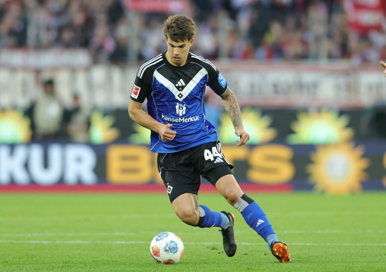 Tottenham’s Luka Vuskovic reacts after winning back-to-back Bundesliga awards