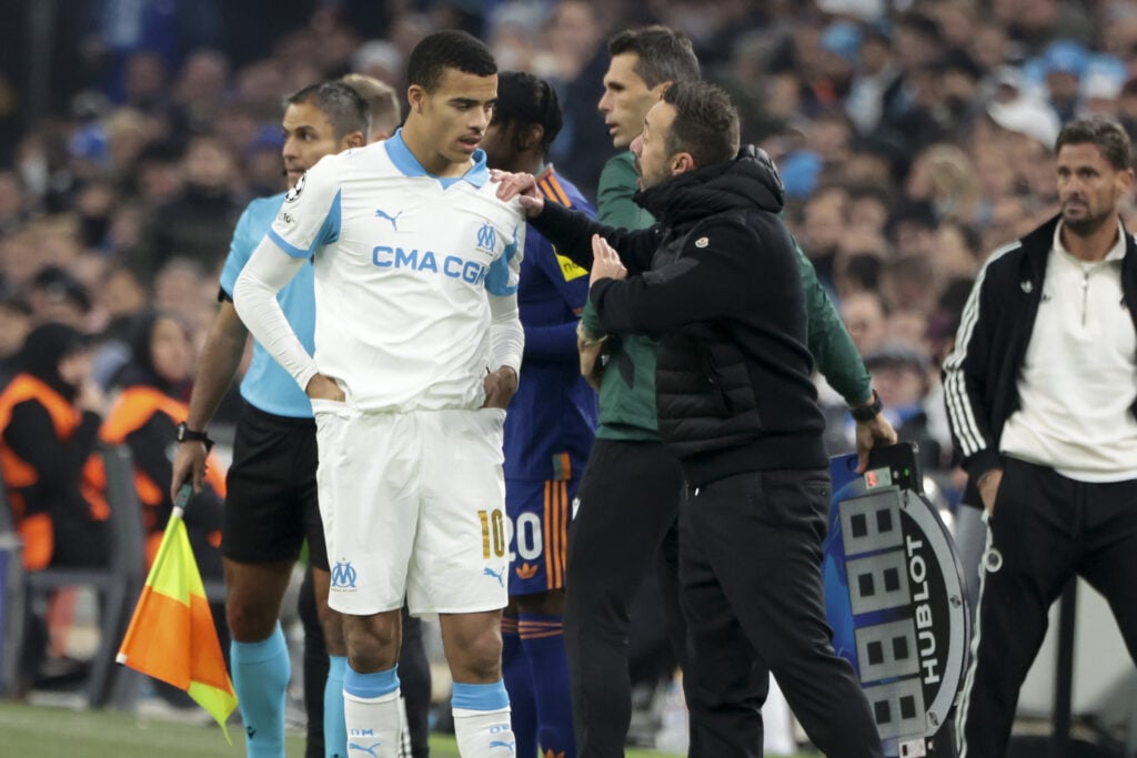 Tottenham manager Roberto De Zerbi with Mason Greenwood during their Marseille days