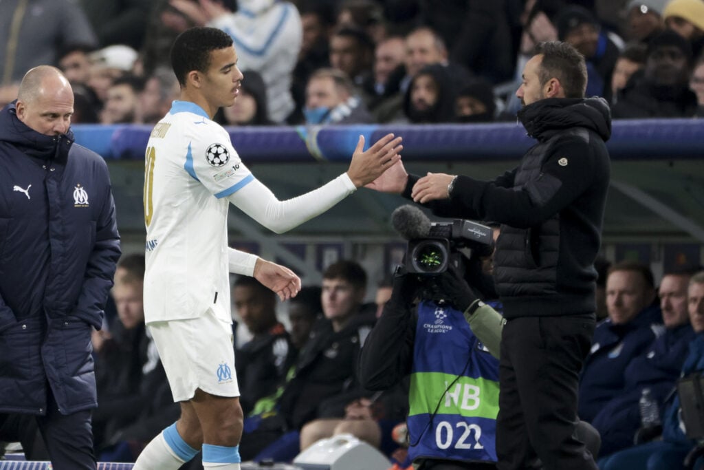 Tottenham manager Roberto De Zerbi with Mason Greenwood during their Marseille days