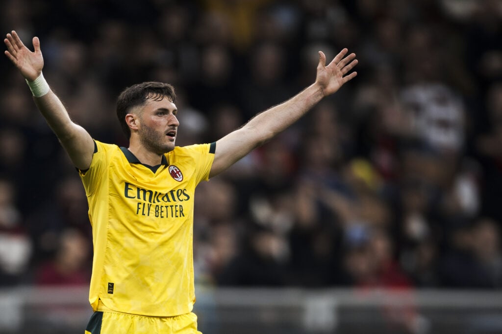 Santiago Gimenez of AC Milan gestures during the Serie A