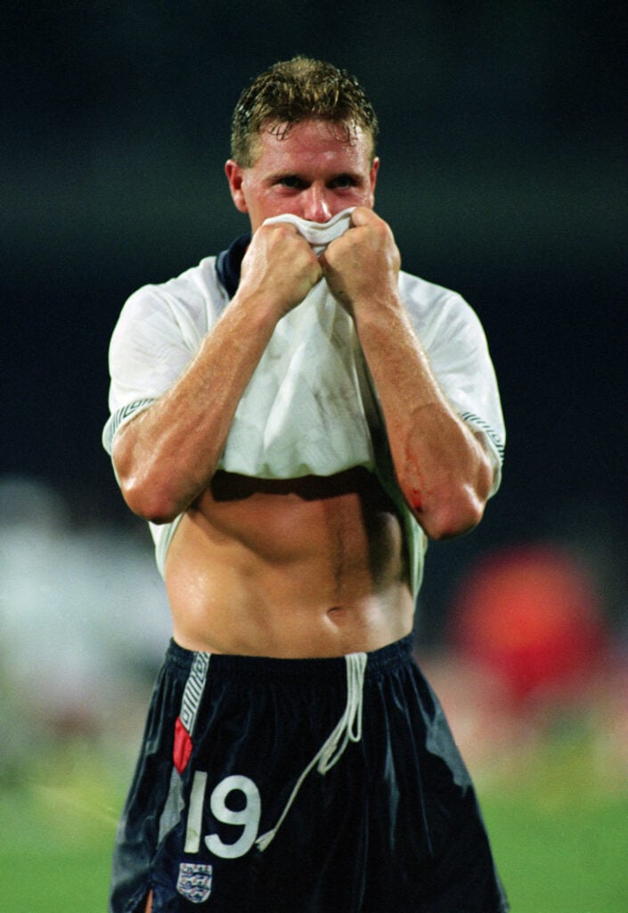Paul Gascoigne of England cries