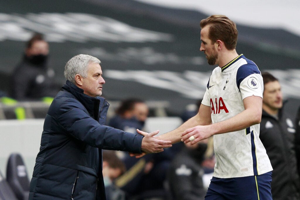 Tottenham legend Harry Kane and Jose Mourinho