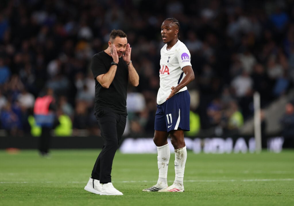 Tottenham Hotspur v Everton - Premier League 2026/27 - Roberto De Zerbi and Mathys Tel