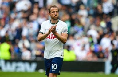 Harry Kane of Tottenham Hotspur applauds the fans
