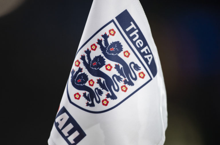 The official English FA badge on a corner flag
