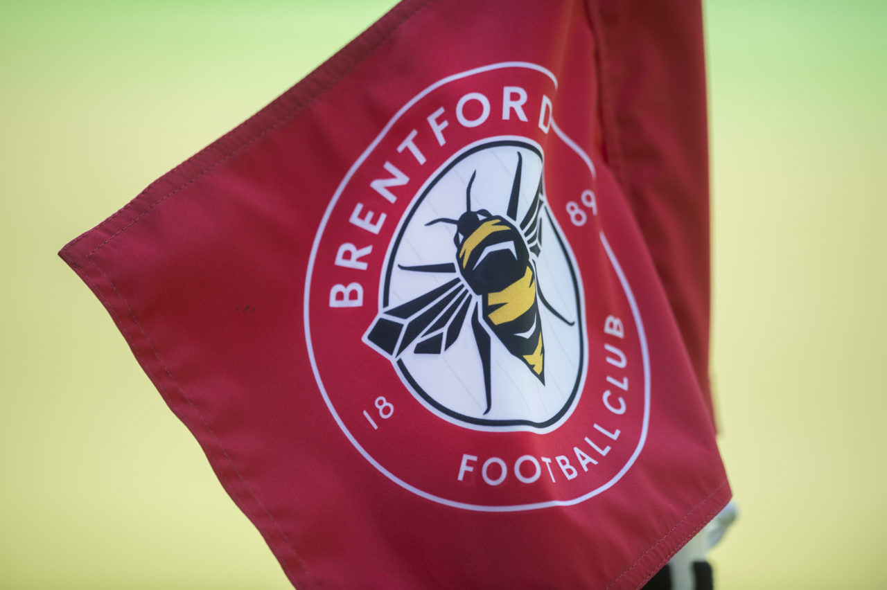 Corner flag with Brentford club badge