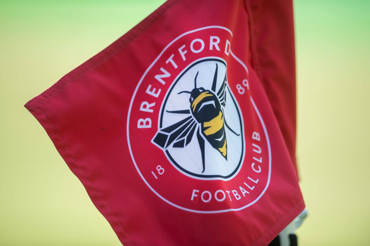 Corner flag with Brentford club badge