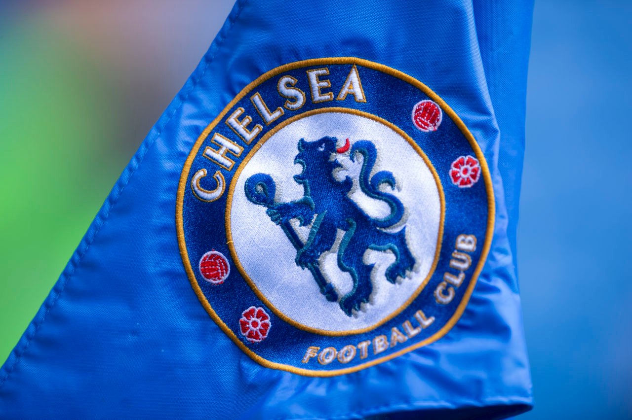 Chelsea club badge on the corner flag