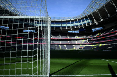 A view behind the goals at the Tottenham Hotspur Stadium