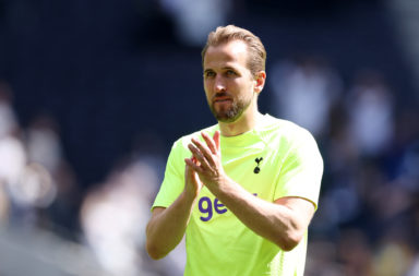 Harry Kane of Tottenham Hotspur acknowledges the fans after the team's defeat during the Premier League match between Tottenham Hotspur and Brentford