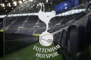 Tottenham Hotspur badge on glass at stadium