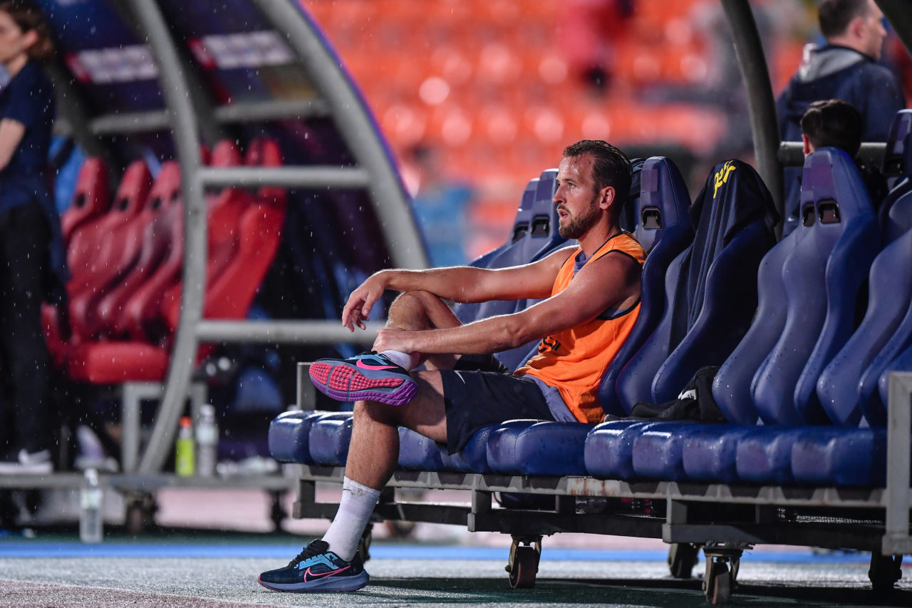 Harry Kane sits on the bench