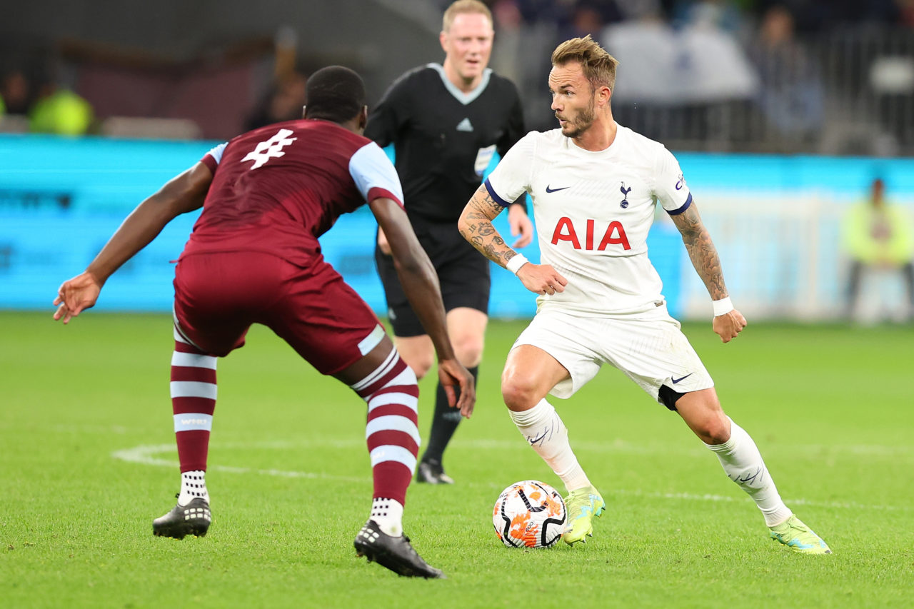 James Maddison looks for passing options