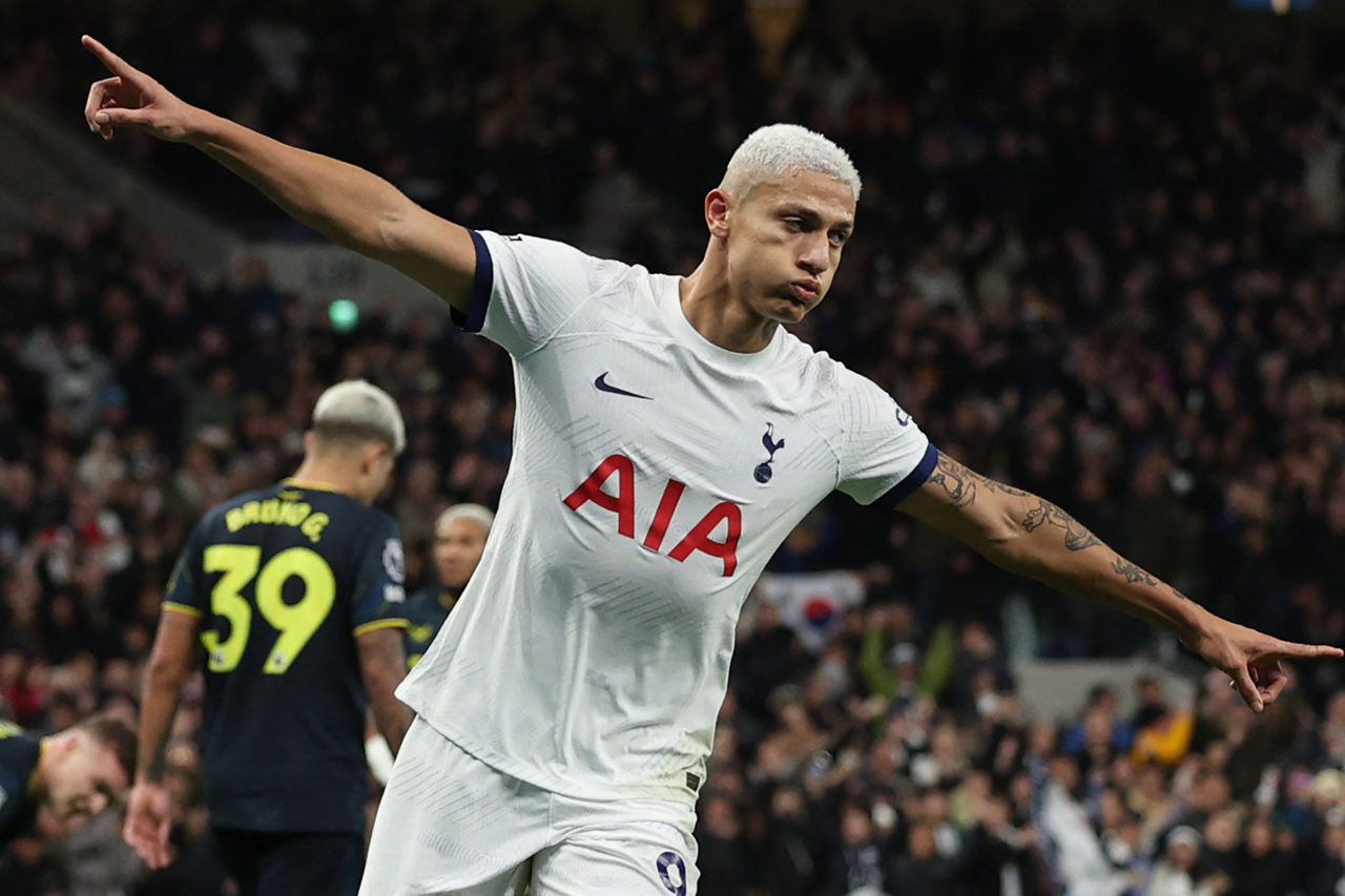 Richarlison of Tottenham Hotspur is pushed to the front of the News  Photo - Getty Images